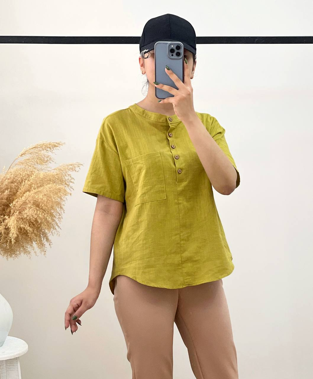 شومیز لینن جلو دکمه کد 2821