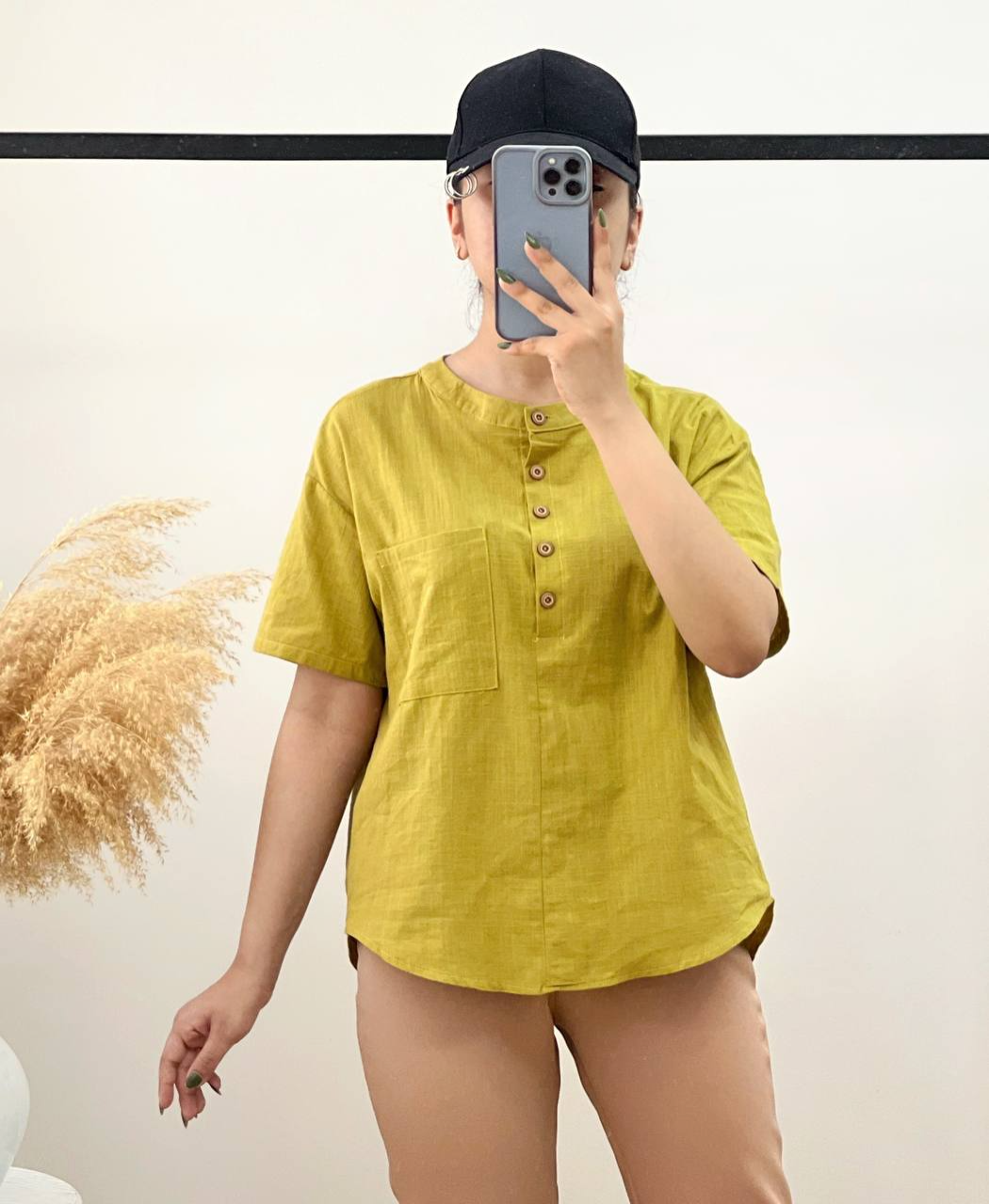 شومیز لینن جلو دکمه کد 2821