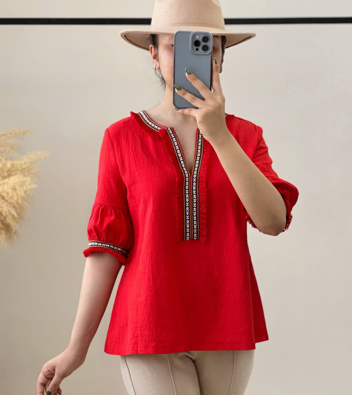 شومیز کنف قرمز کد 2823