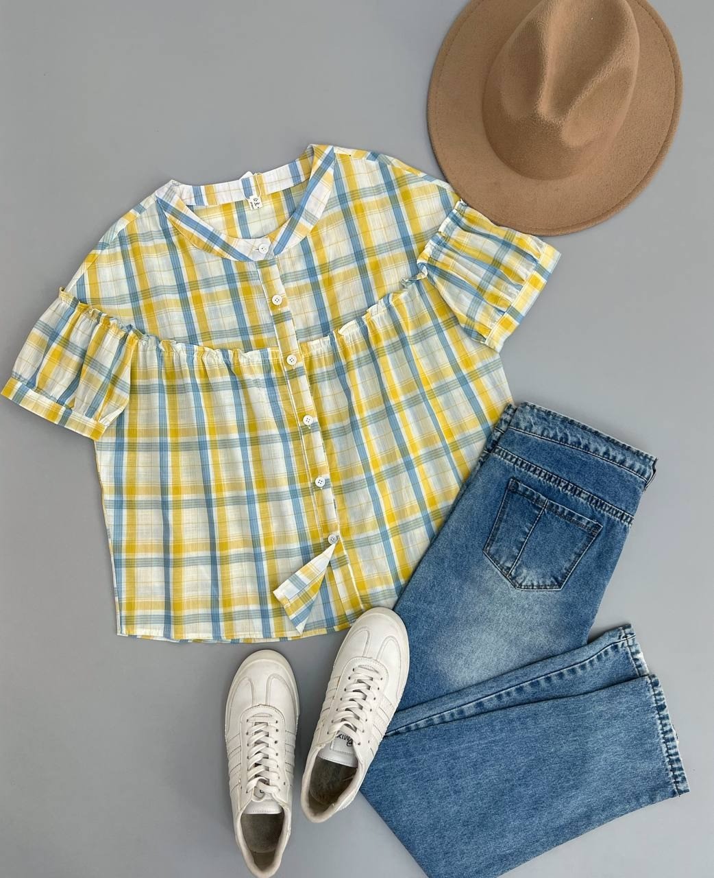 شومیز چهار خونه سینه چین کد 2824