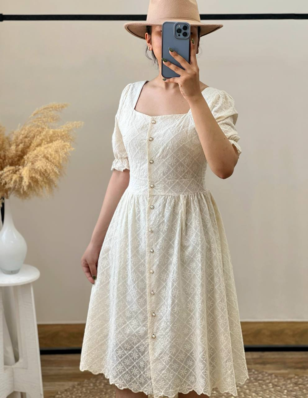 پیراهن تمام خامه دوزی جلو دکمه کد 2827