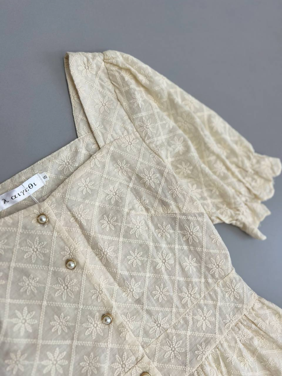 پیراهن تمام خامه دوزی جلو دکمه کد 2827