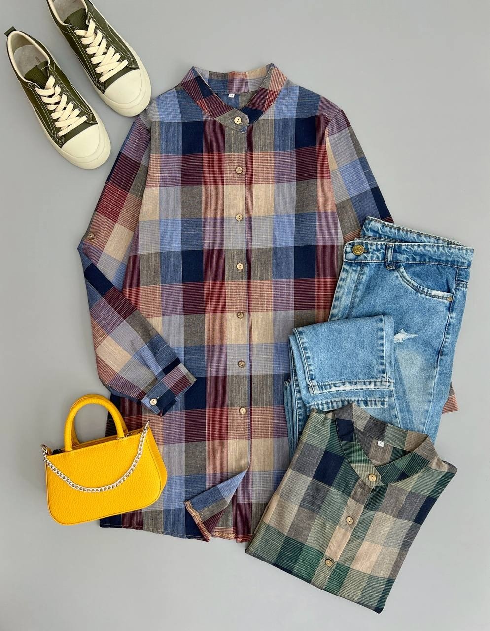 مانتو چهارخونه نخ کد 2854