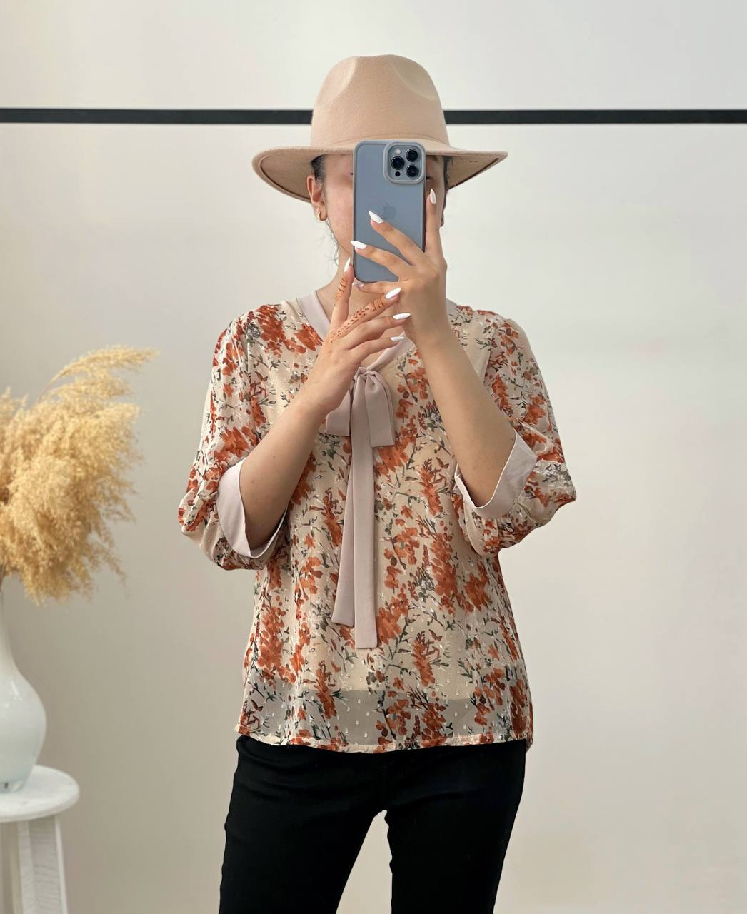 شومیز حریر پاپیونی کد 2870