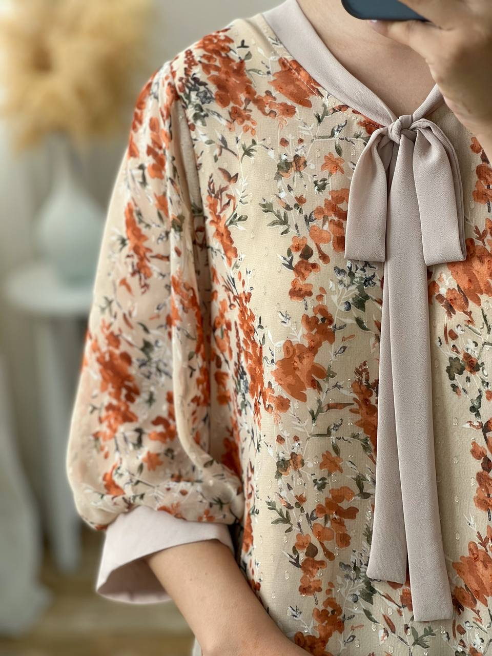 شومیز حریر پاپیونی کد 2870