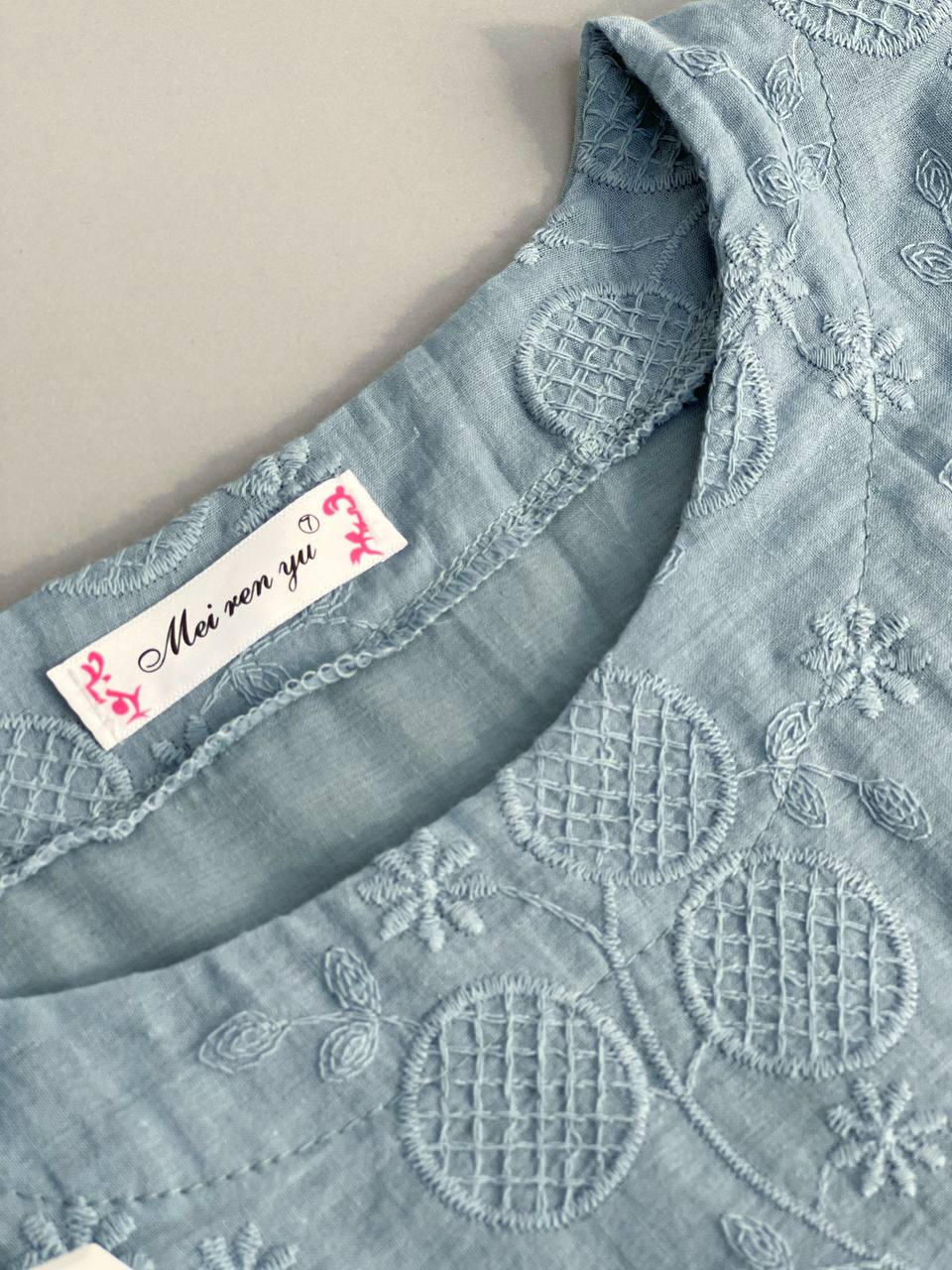 شومیز تمام خامه دوزی آستین پف 3 کد 2879