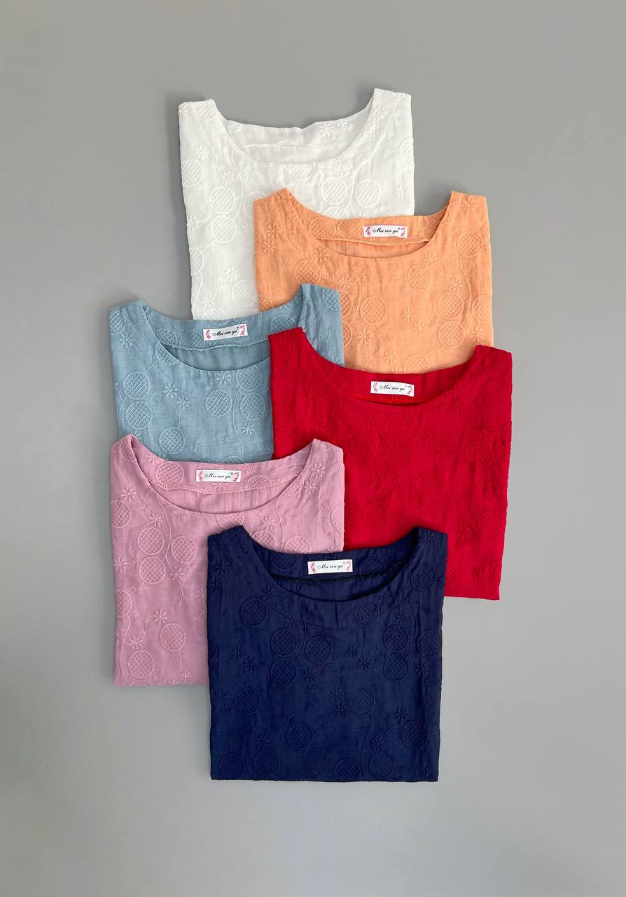 شومیز تمام خامه دوزی آستین پف 3 کد 2879