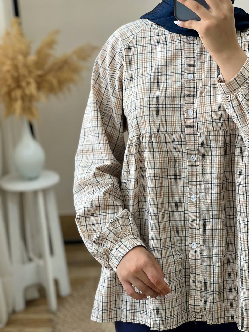 ست شومیز چهارخونه و شلوار کد 2886