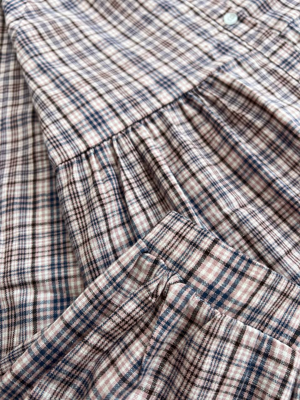 ست شومیز چهارخونه و شلوار کد 2886