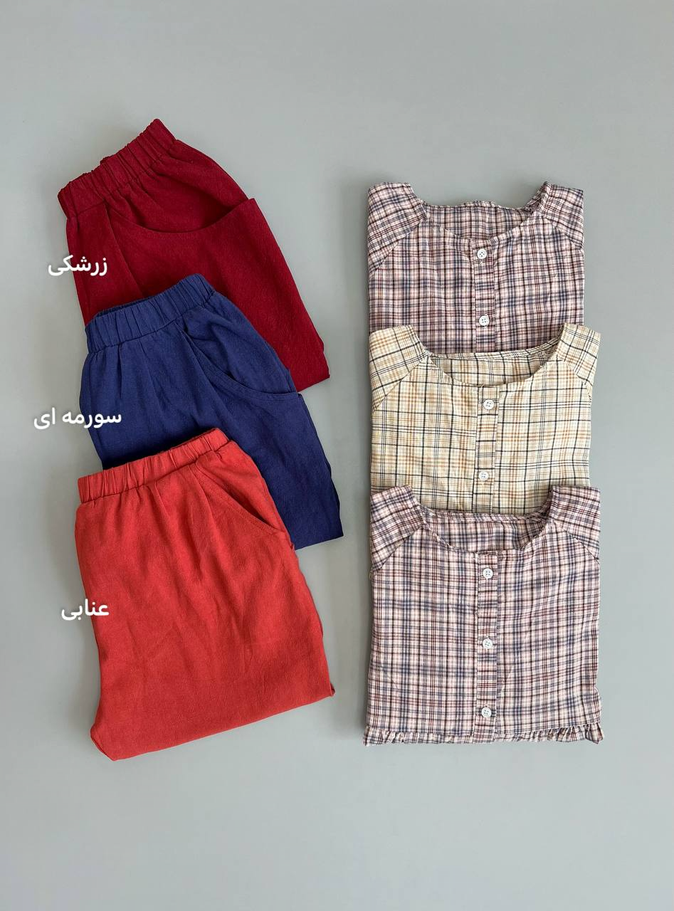ست شومیز چهارخونه و شلوار کد 2886