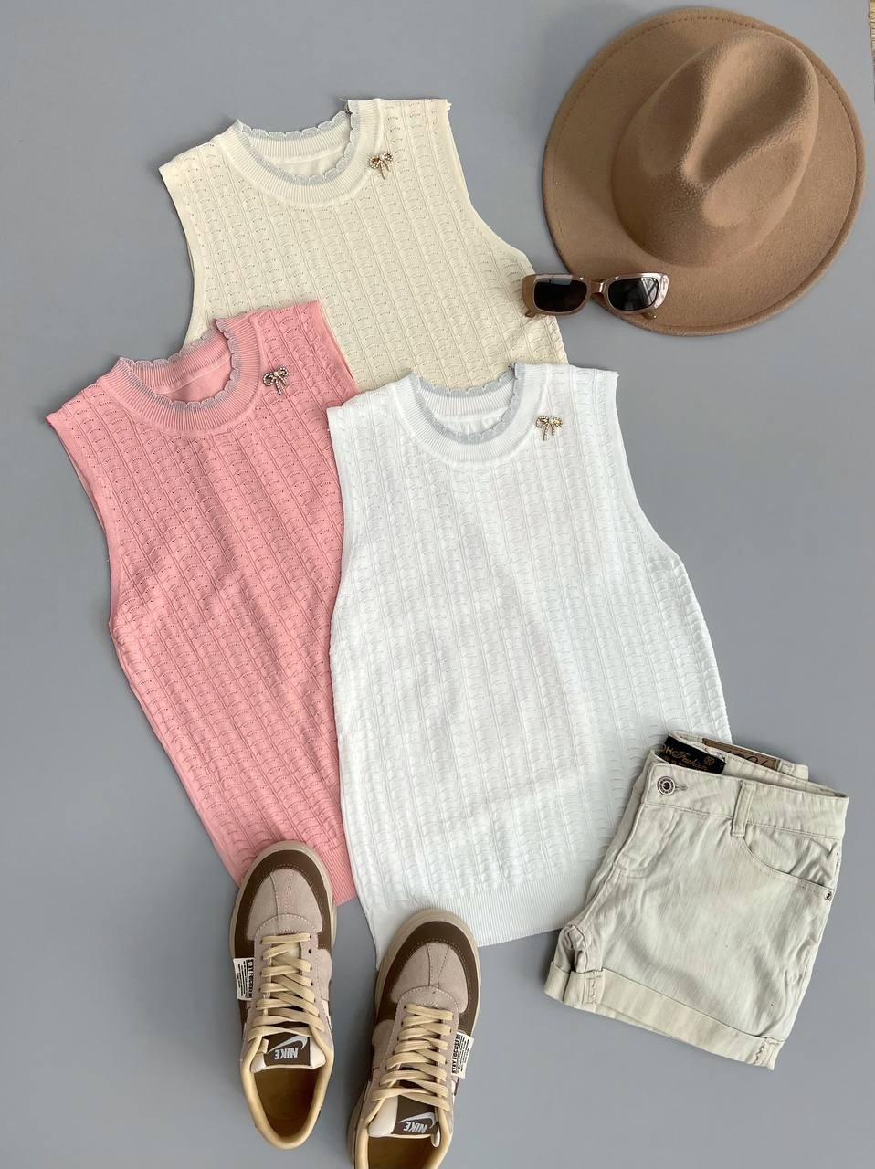 تاپ بافت یقه سنجاق دار کد 2887