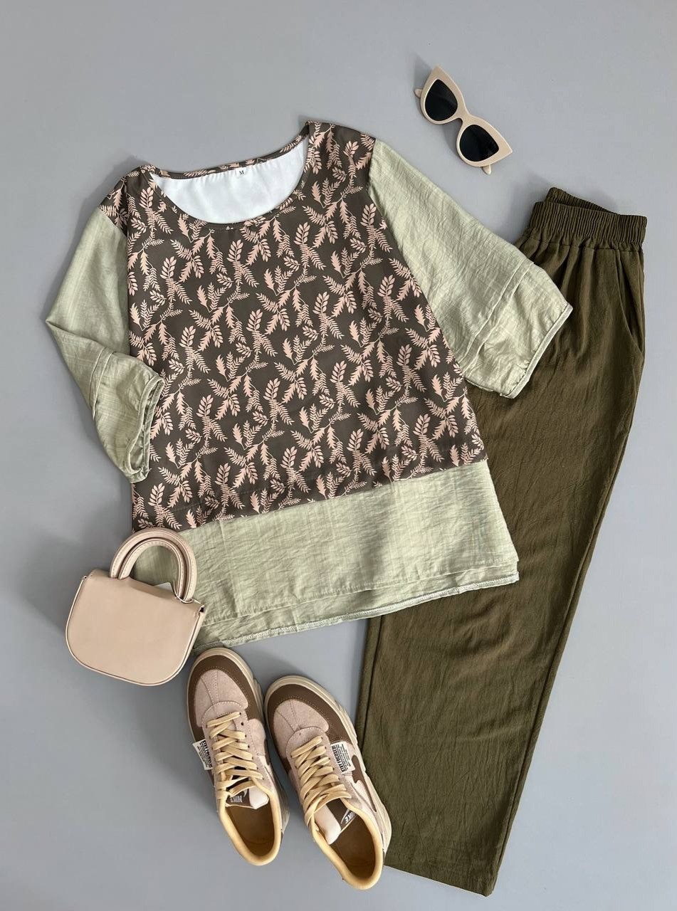 ست شومیز و شلوار گندم کد 2889