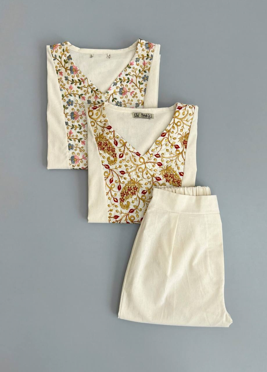 ست لینن با خرجکار هندی کد 2896