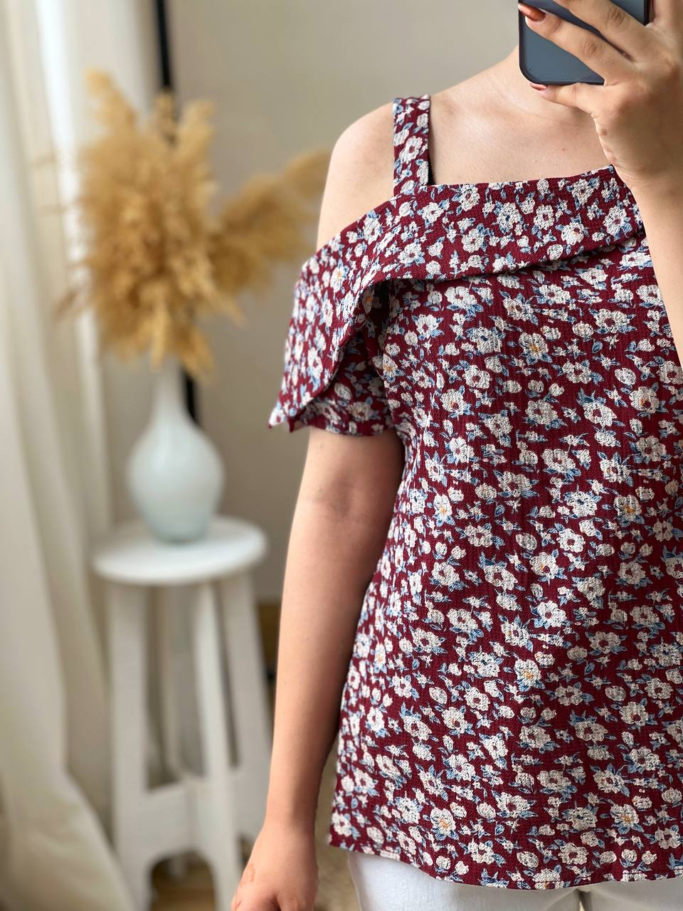 شومیز کرپ سرشانه باز کد 2907