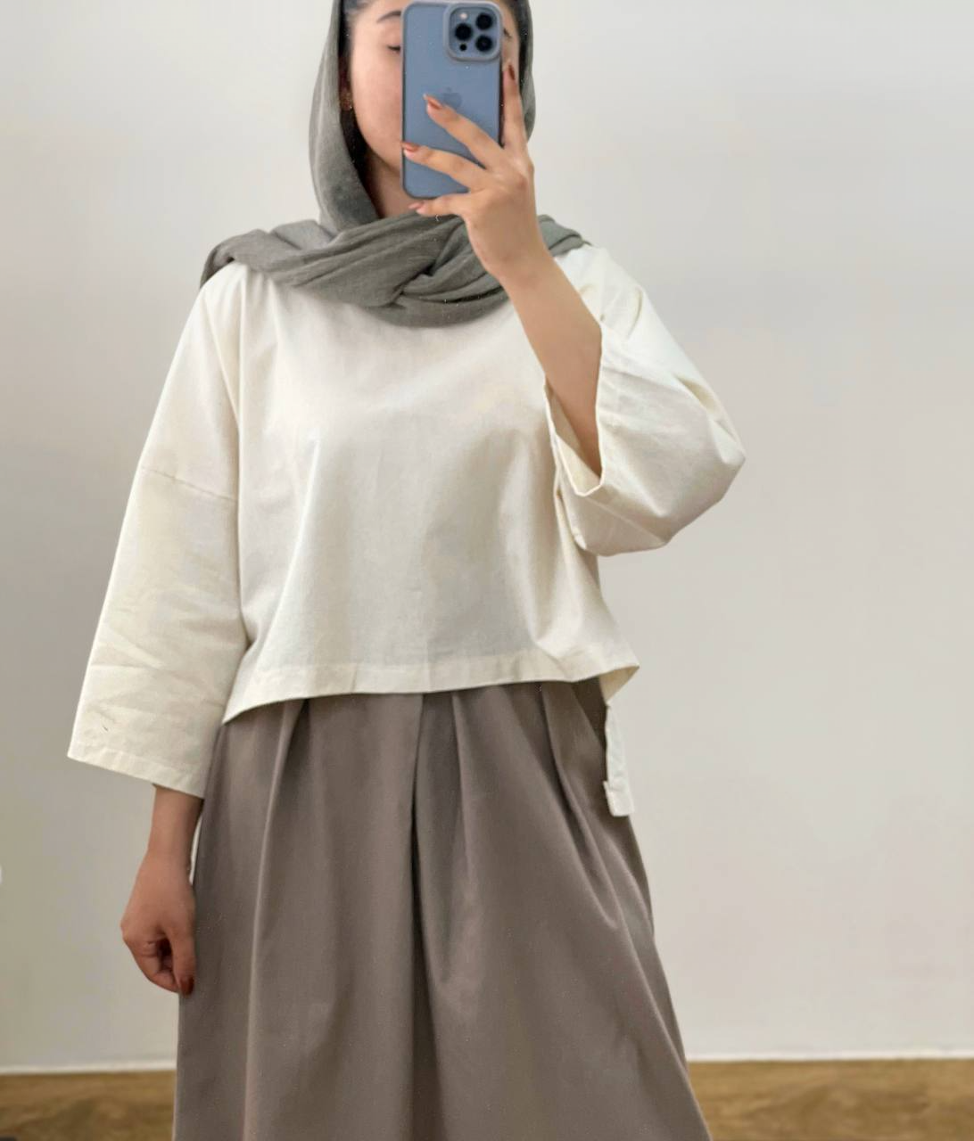 ست شومیز و دامن لینن کد 2910