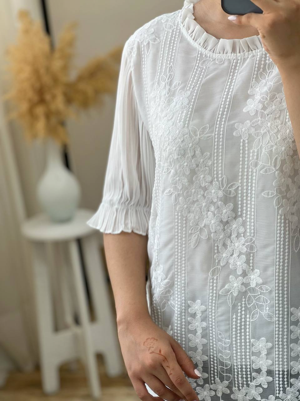 شومیز حریر تمام گلدوزی کد 2924