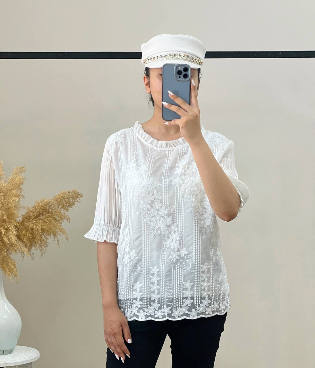 شومیز حریر تمام گلدوزی کد 2924