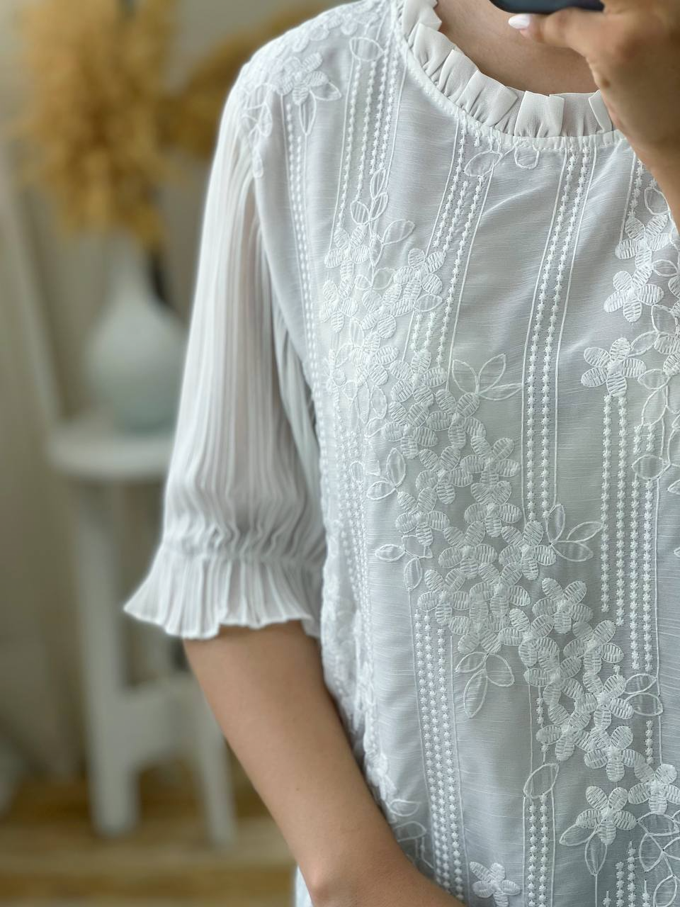 شومیز حریر تمام گلدوزی کد 2924