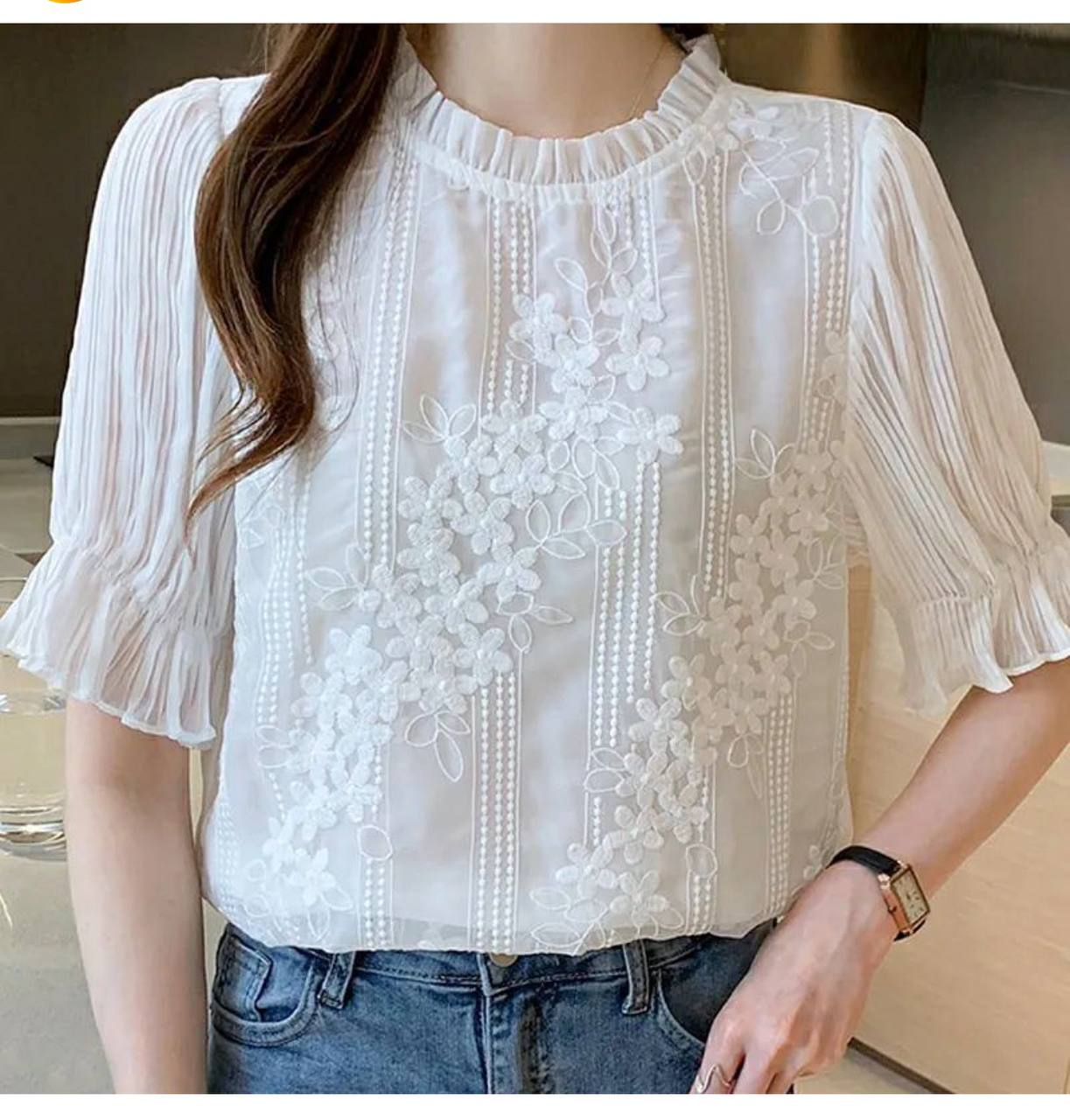 شومیز حریر تمام گلدوزی کد 2924