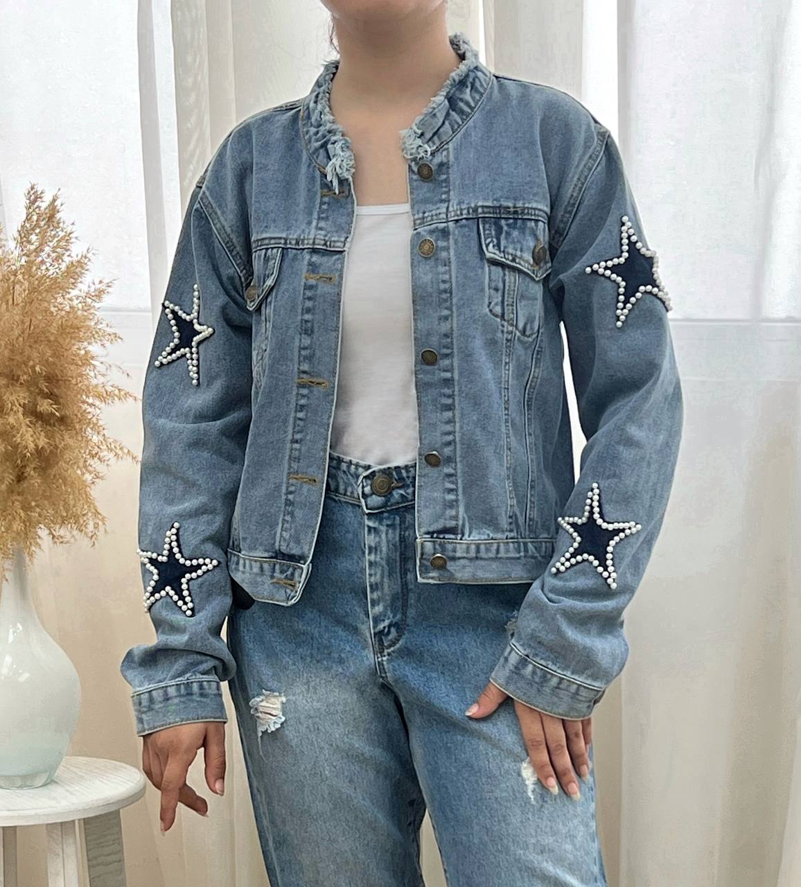 کت جین مروارید دوزی کد 2928