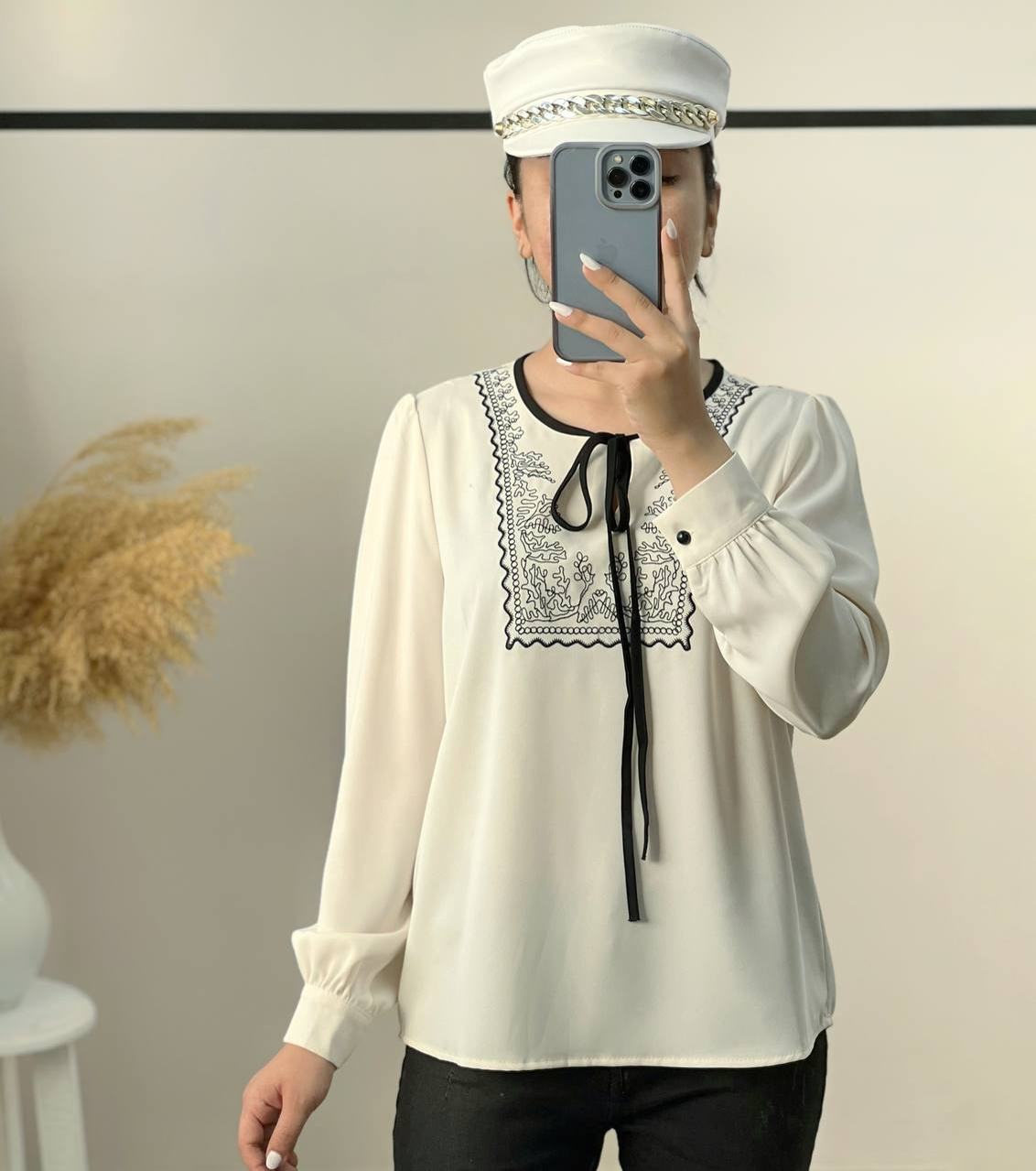 شومیز کرپ گلدوزی شده 2 کد 2929