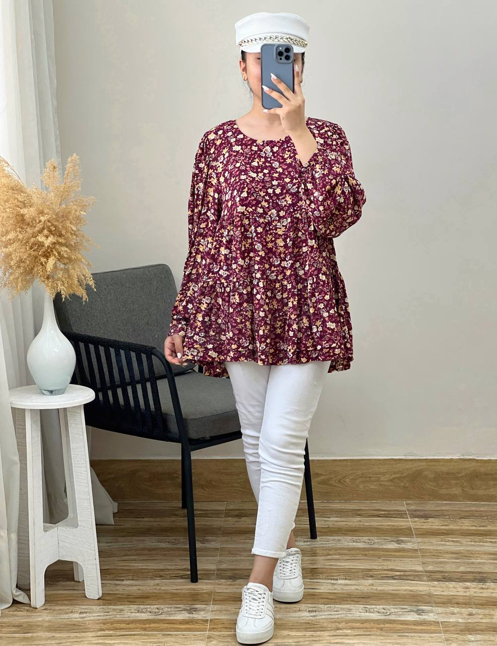 تونیک کمر چین گلدار کد 2939