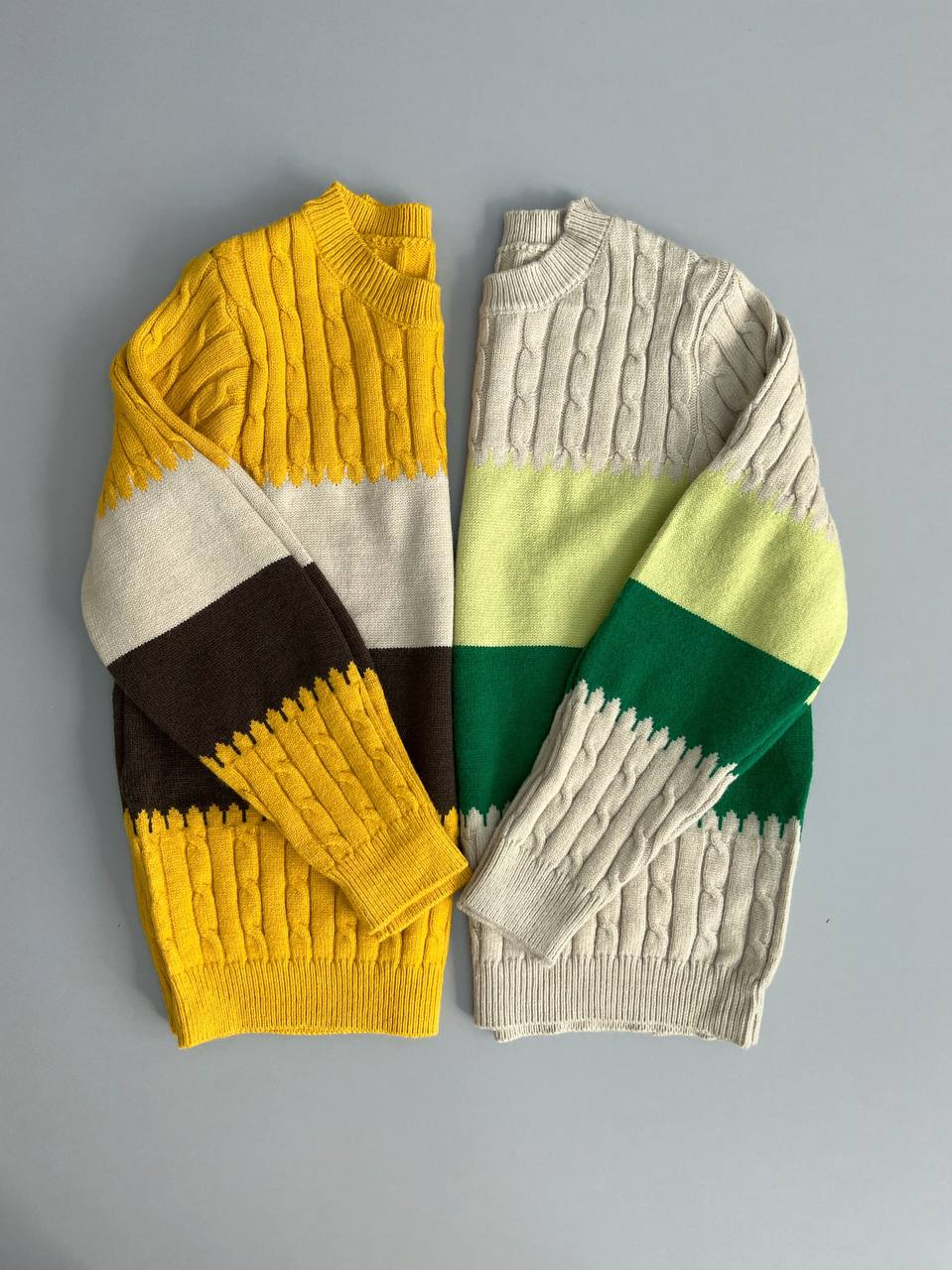 پلیور بافت سه رنگ زنجیری کد 2945