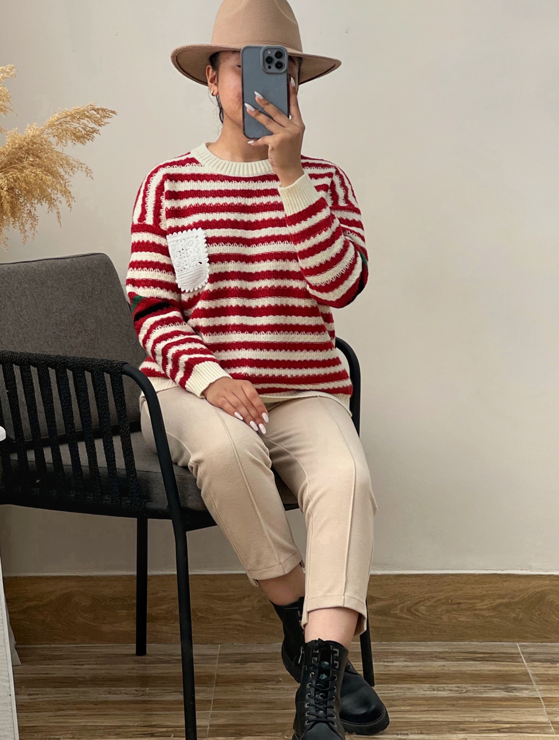 پلیور بافت یقه گرد دو رنگ کد 2952