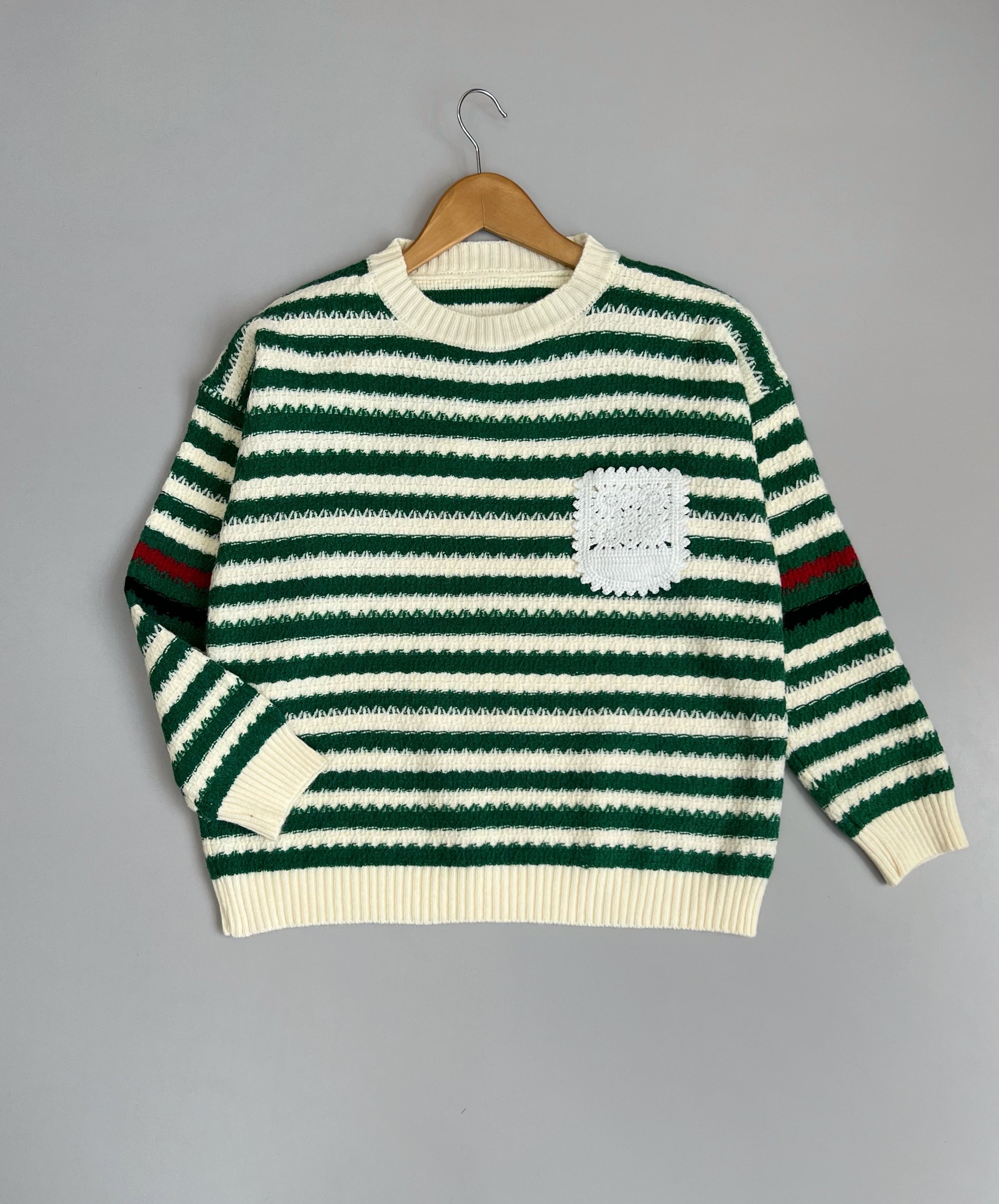 پلیور بافت یقه گرد دو رنگ کد 2952