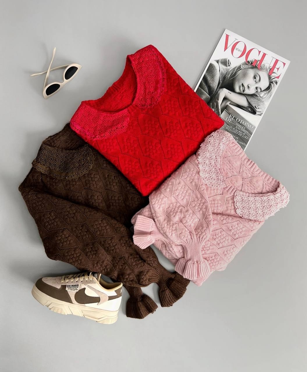 پلیور بافت گل برجسته کد 2958