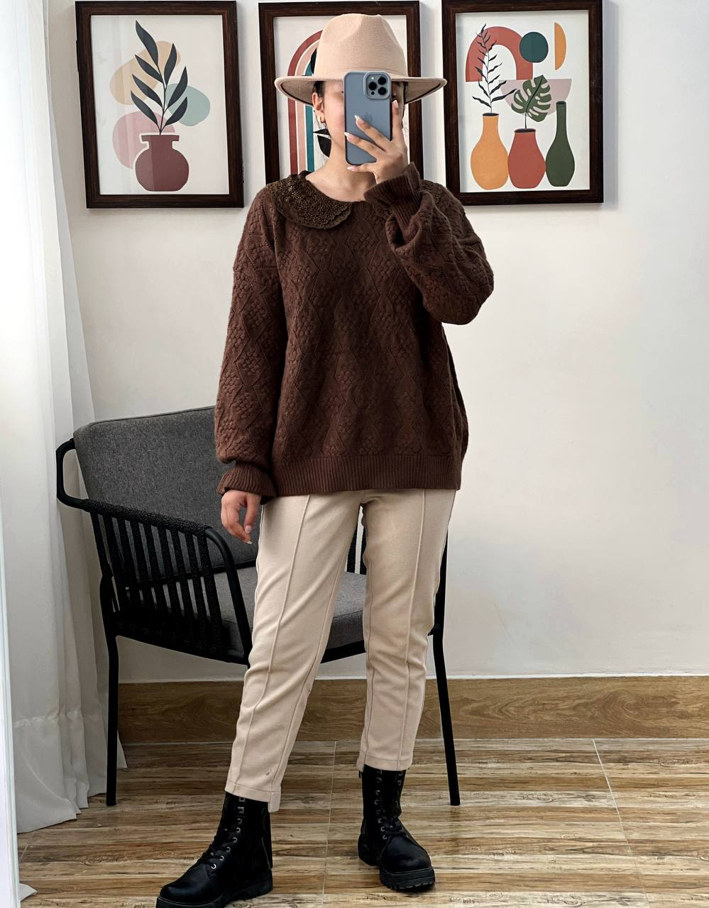 پلیور بافت گل برجسته کد 2958