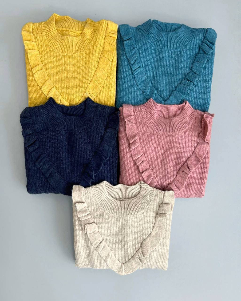 پلیور بافت جلو چین گل برجسته کد 2961