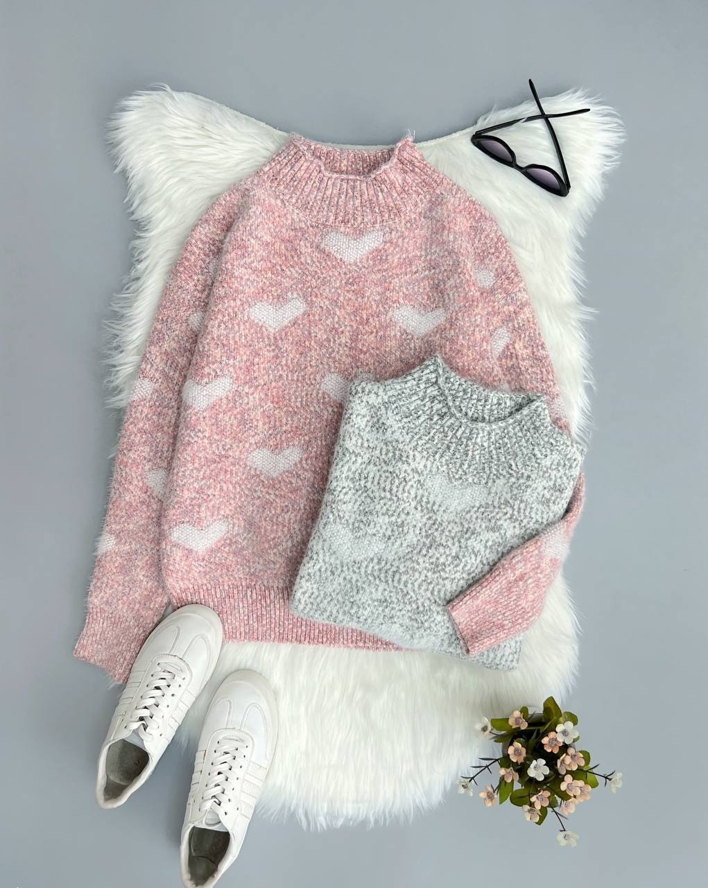 پلیور بافت قلب دار کد 2964