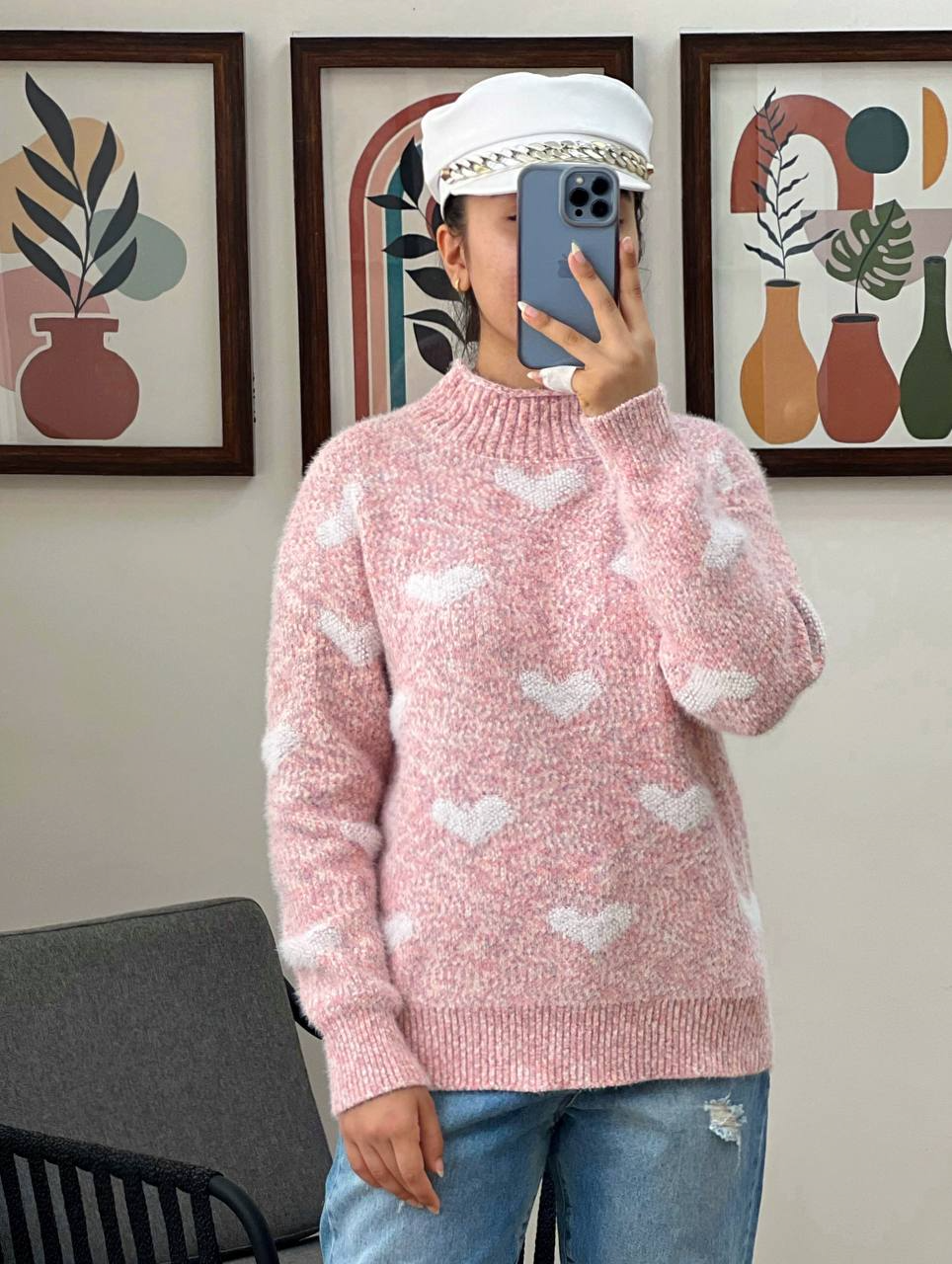 پلیور بافت قلب دار کد 2964