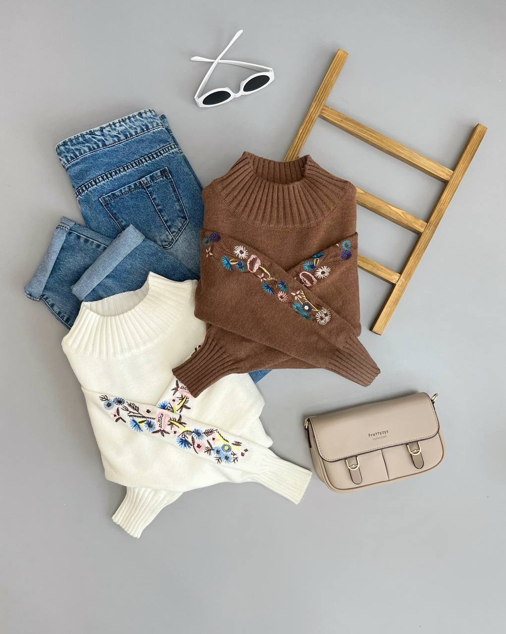 پلیور بافت آستین گلدوزی کد 2965