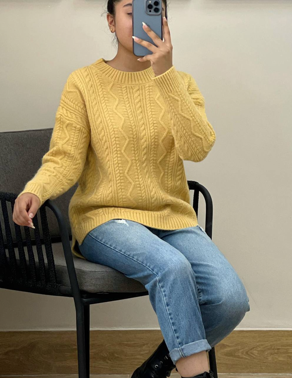 پلیور بافت یقه گرد زنجیری کد 2968