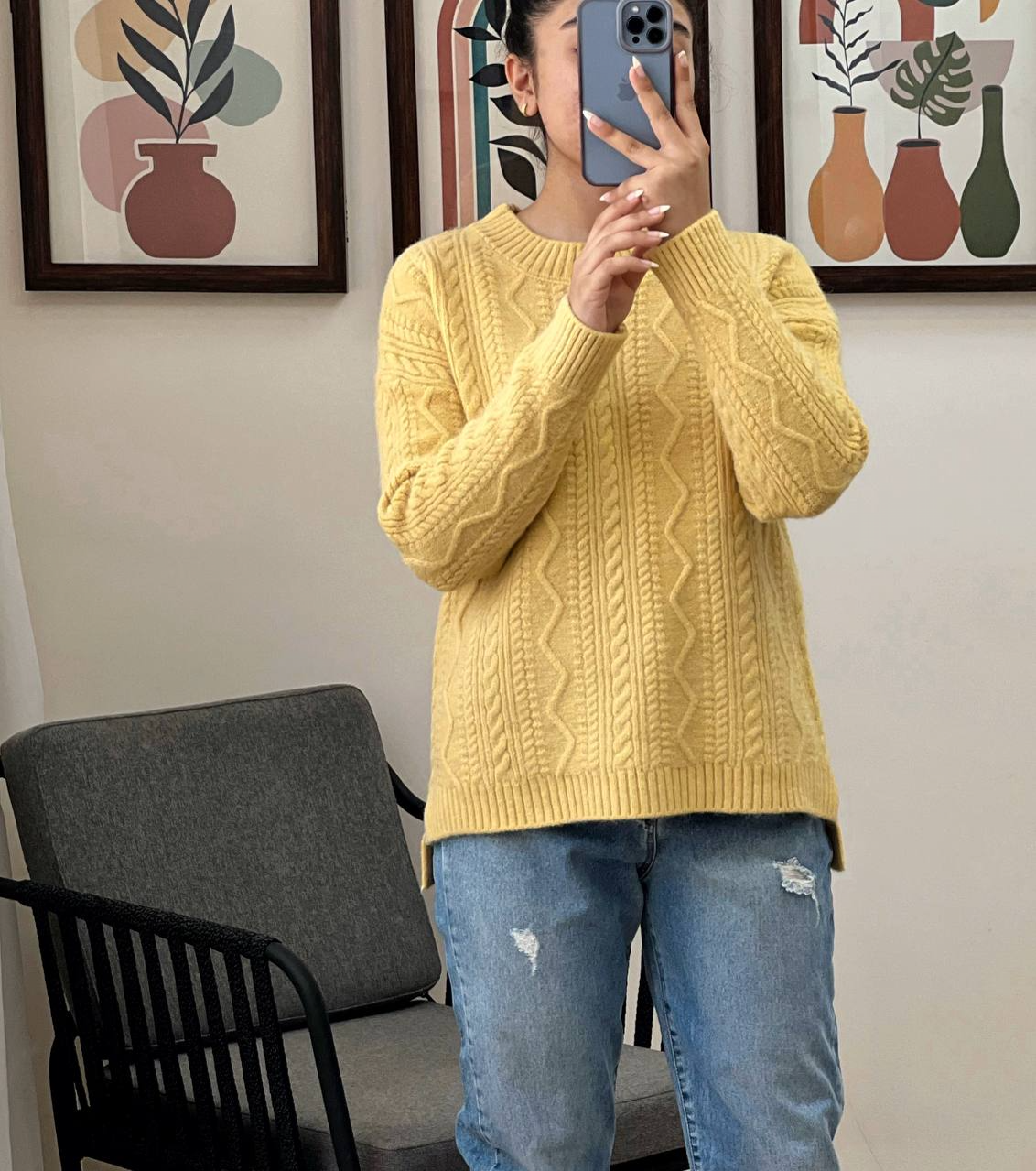 پلیور بافت یقه گرد زنجیری کد 2968