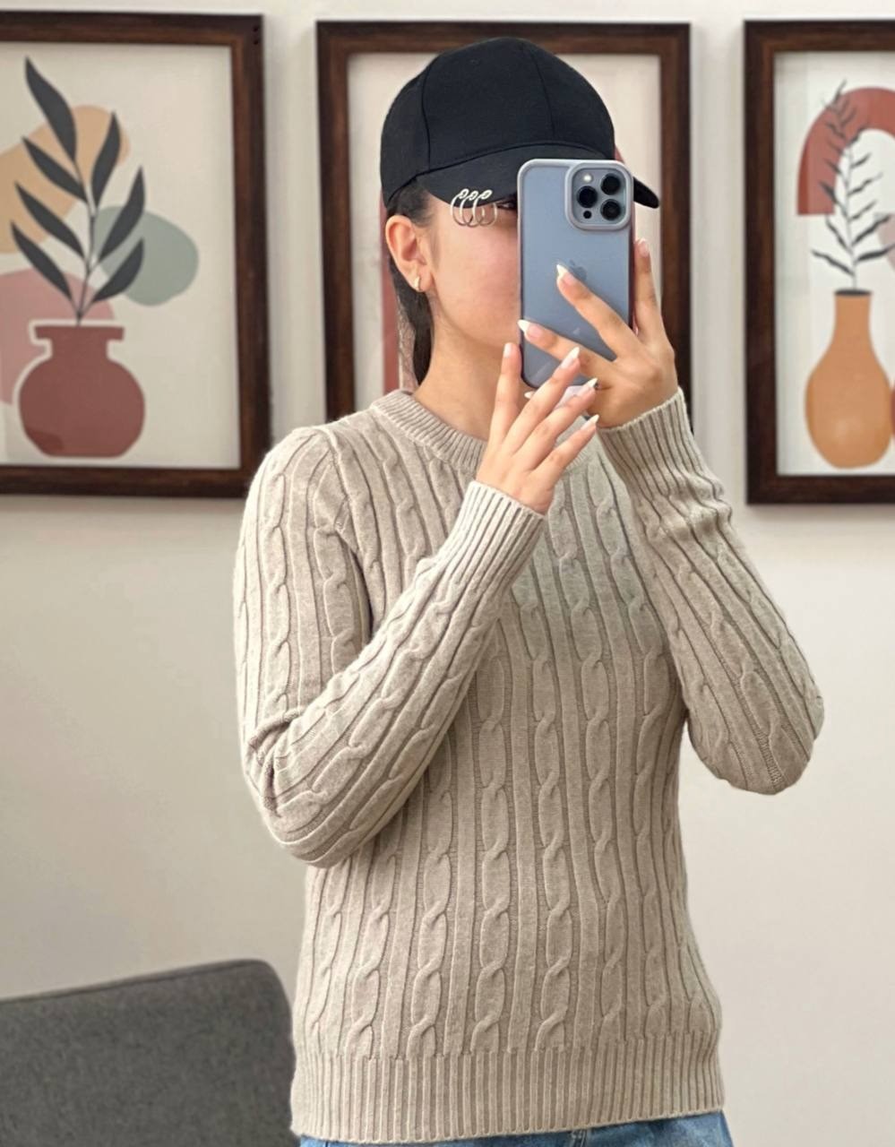 پلیور بافت زنجیری یقه گرد کد 2970