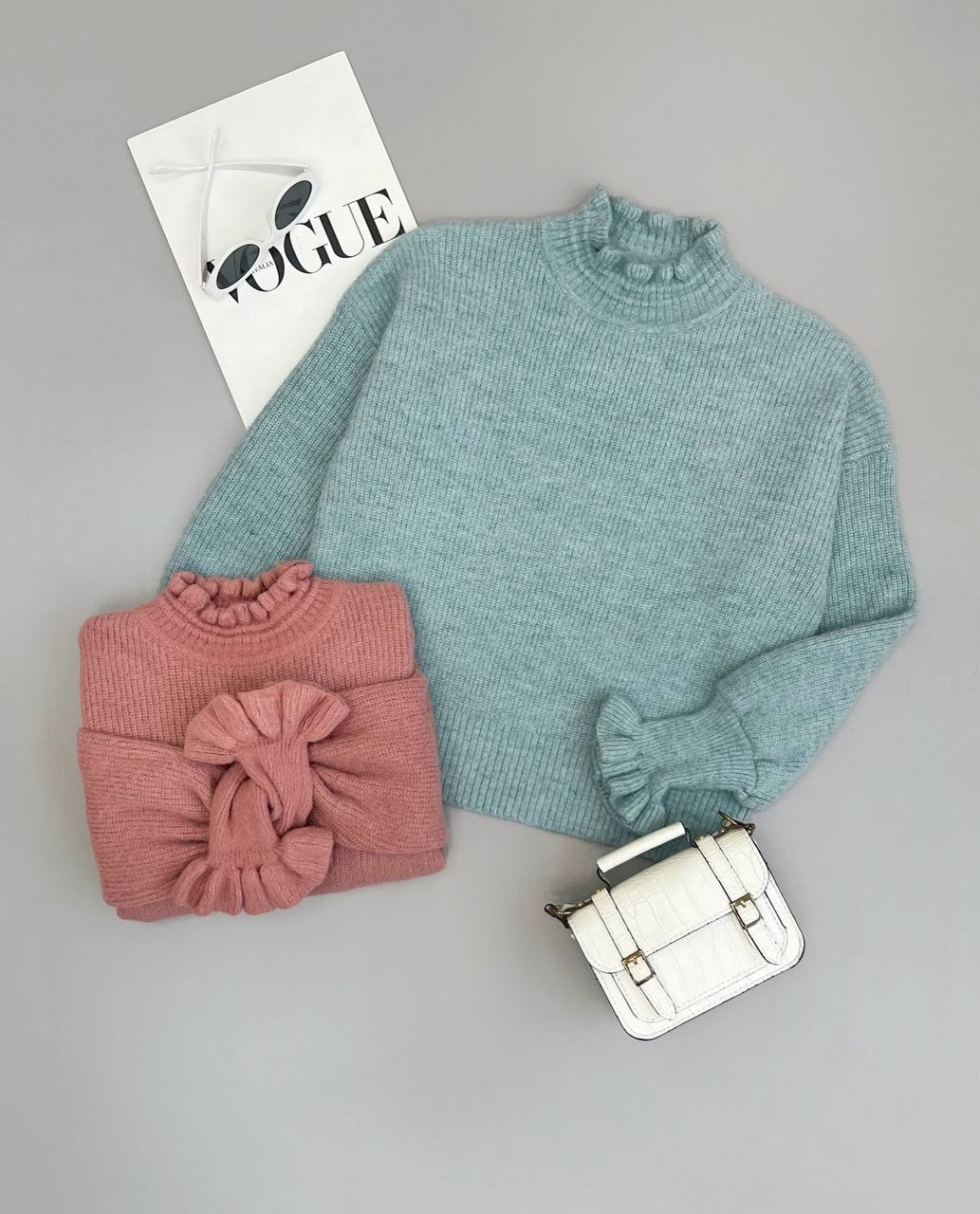 پلیور بافت سر آستین و یقه چین کد 2975