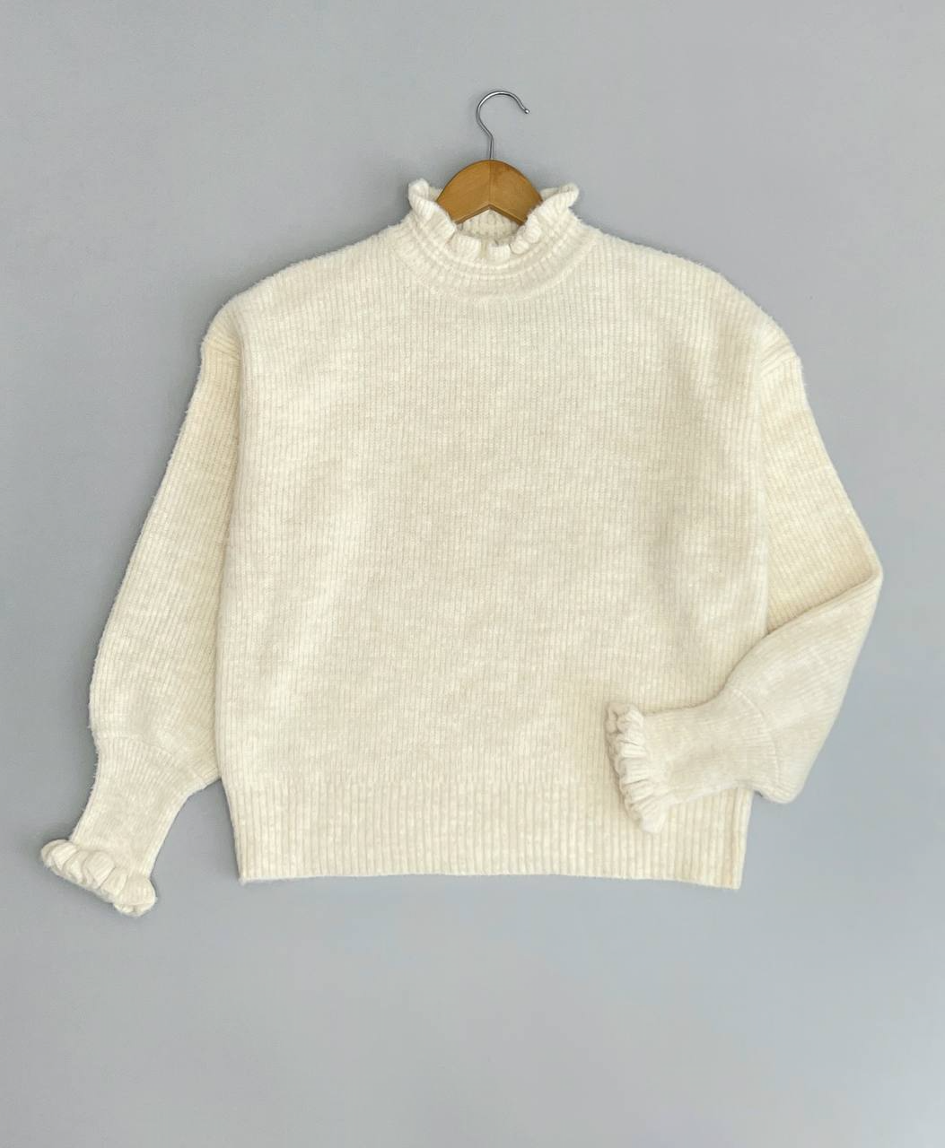 پلیور بافت سر آستین و یقه چین کد 2975