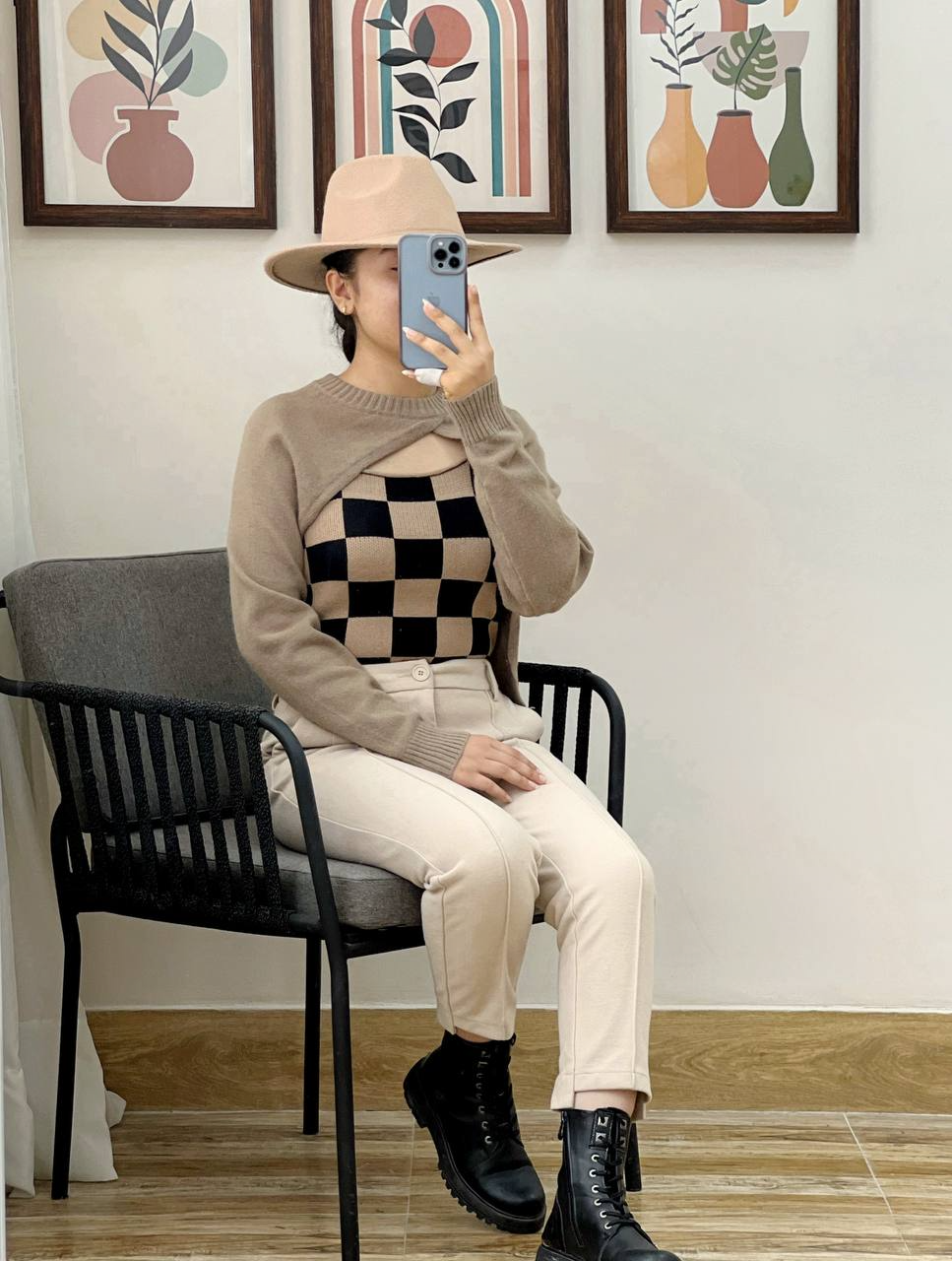 ست تاپ و رویی شطرنجی کد 2981