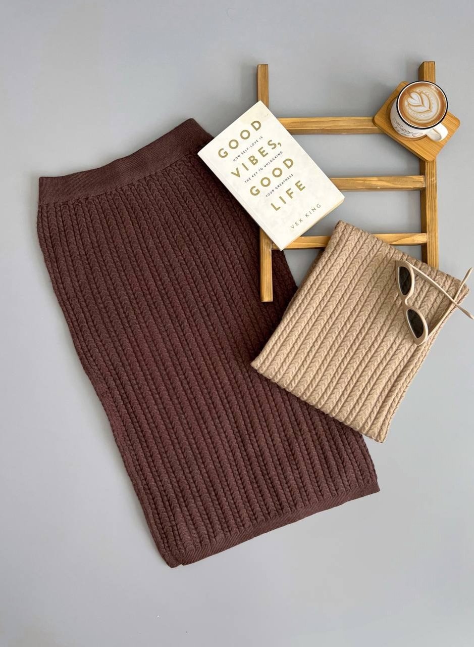 دامن بافت زنجیری سه رنگ کد 2987