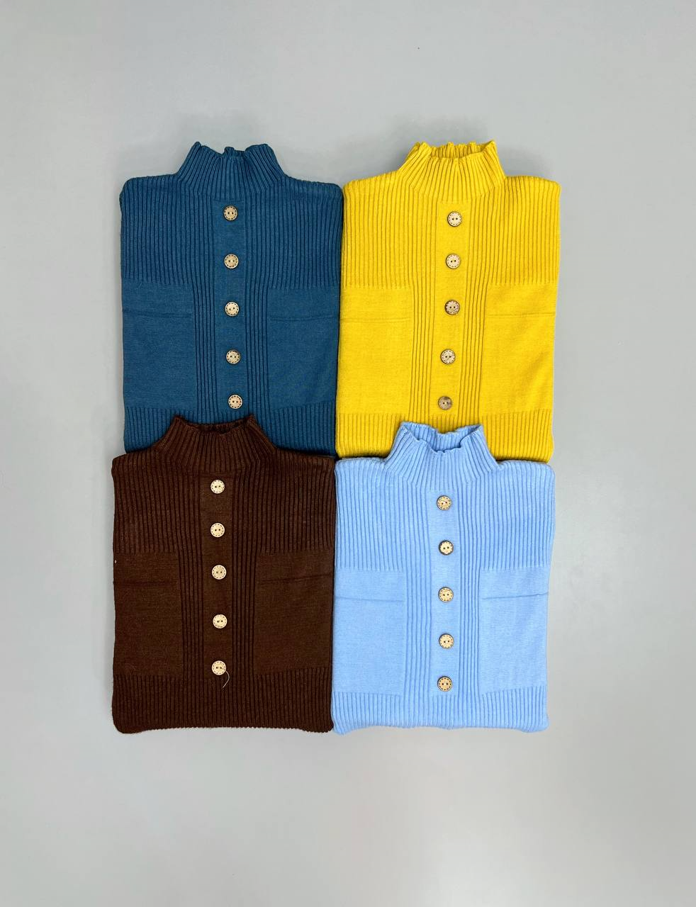 پیراهن بافت دکمه چوبی پلیسه کد 2989