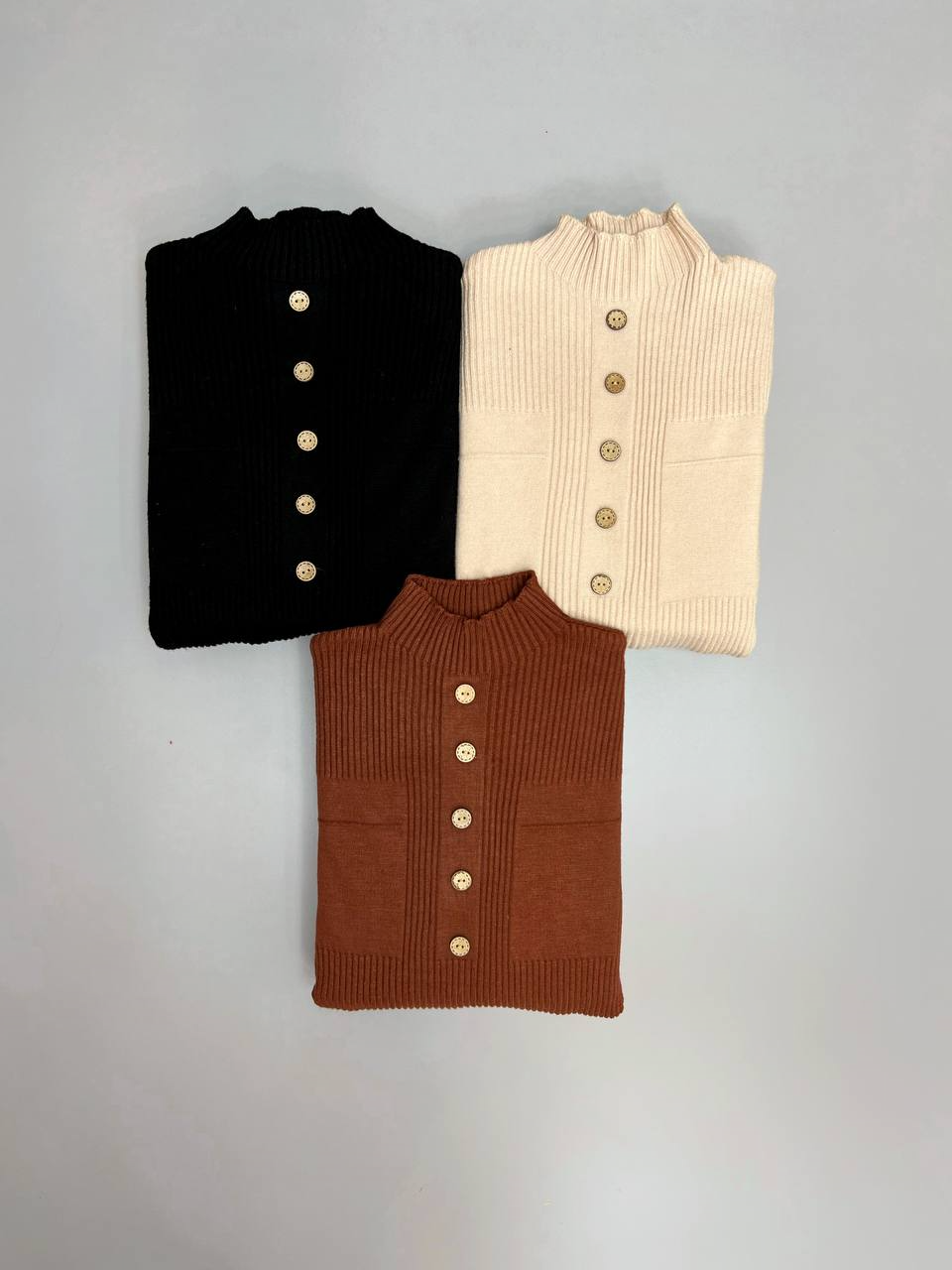 پیراهن بافت دکمه چوبی پلیسه کد 2989