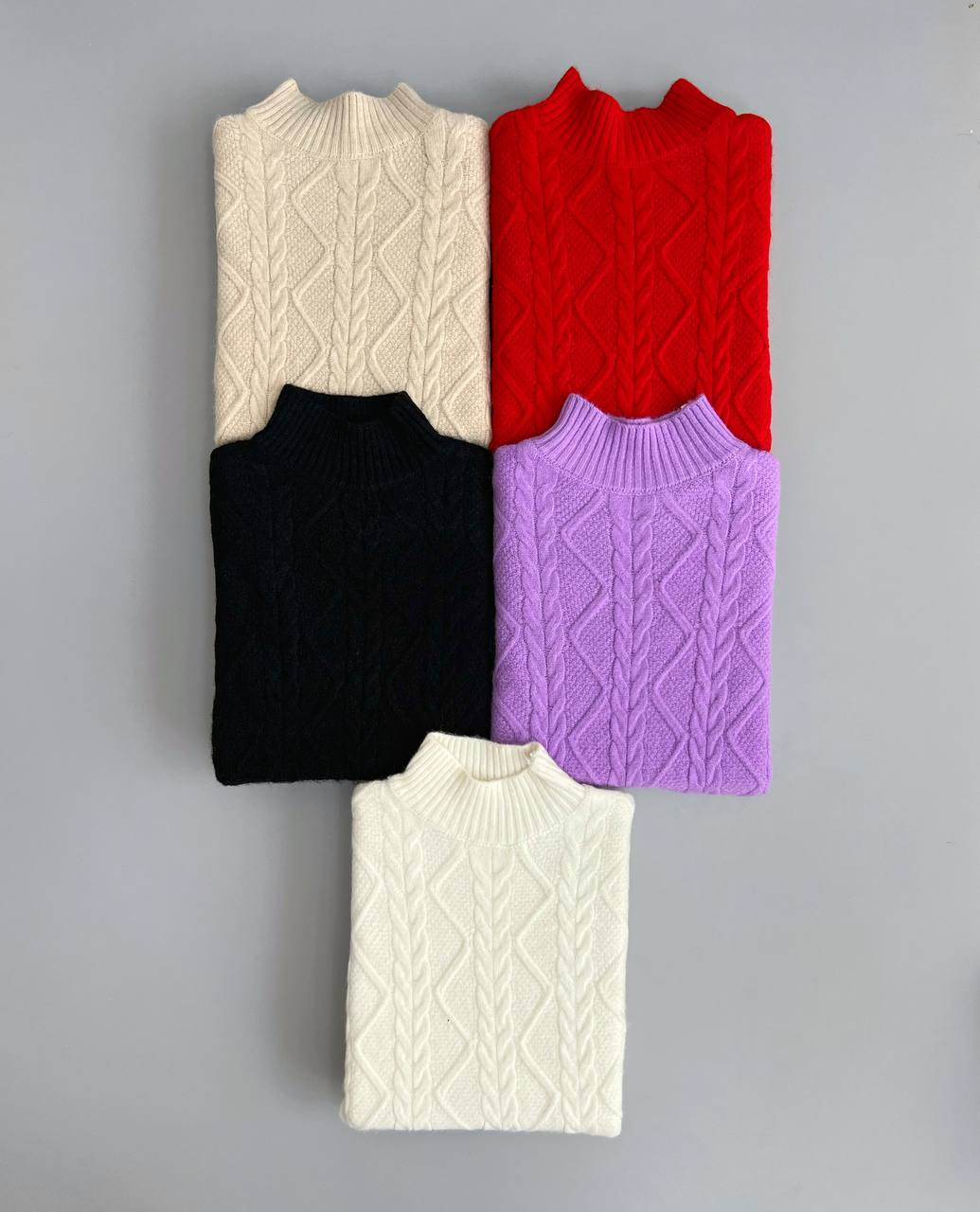 پلیور بافت زنجیری یقه ایستاده کد 2990