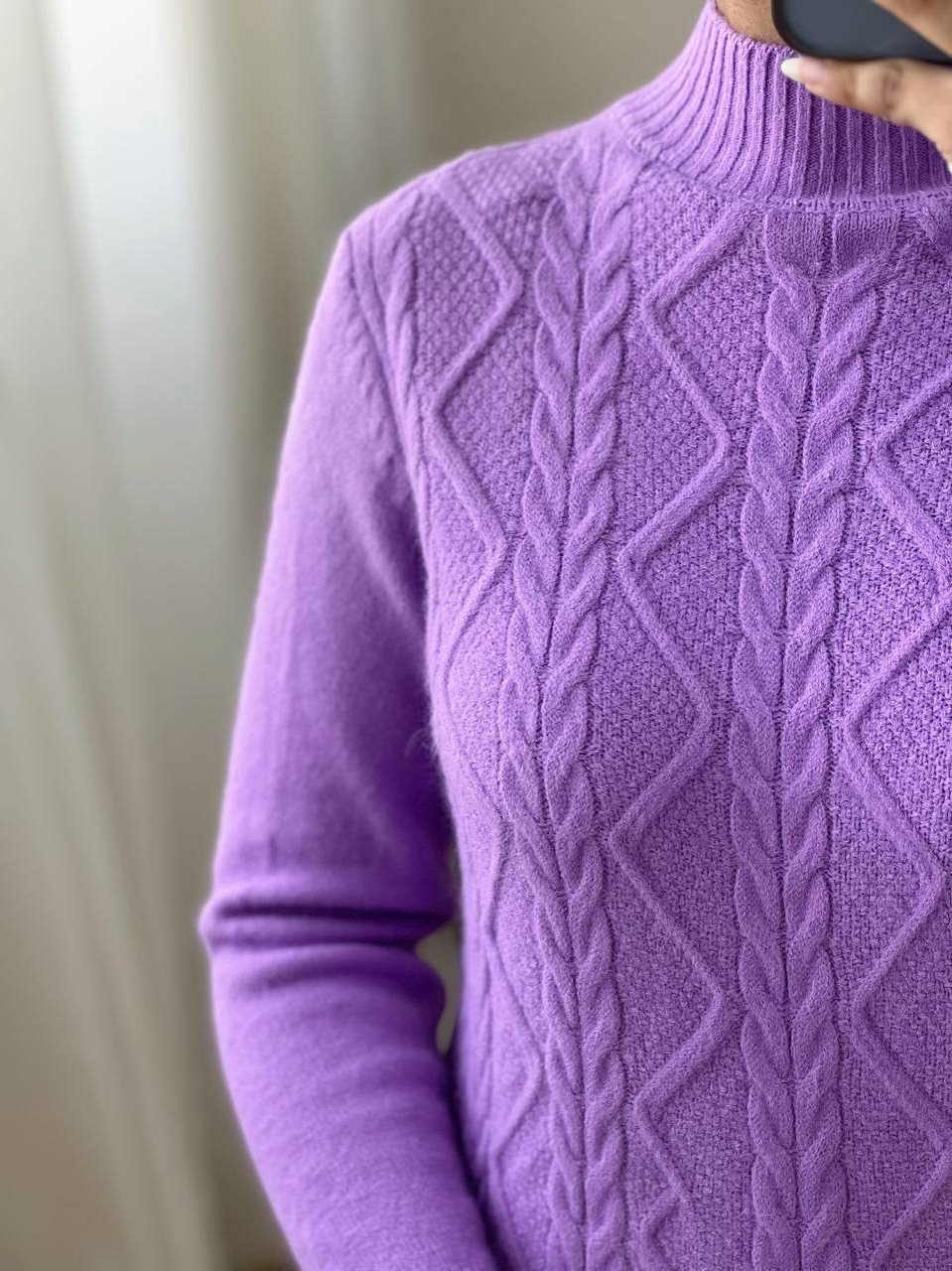 پلیور بافت زنجیری یقه ایستاده کد 2990