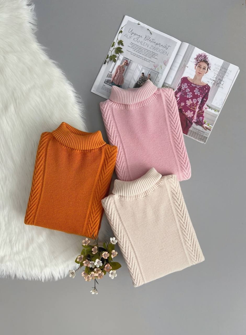 پلیور بافت یقه اسکی سه رنگ کد 2991