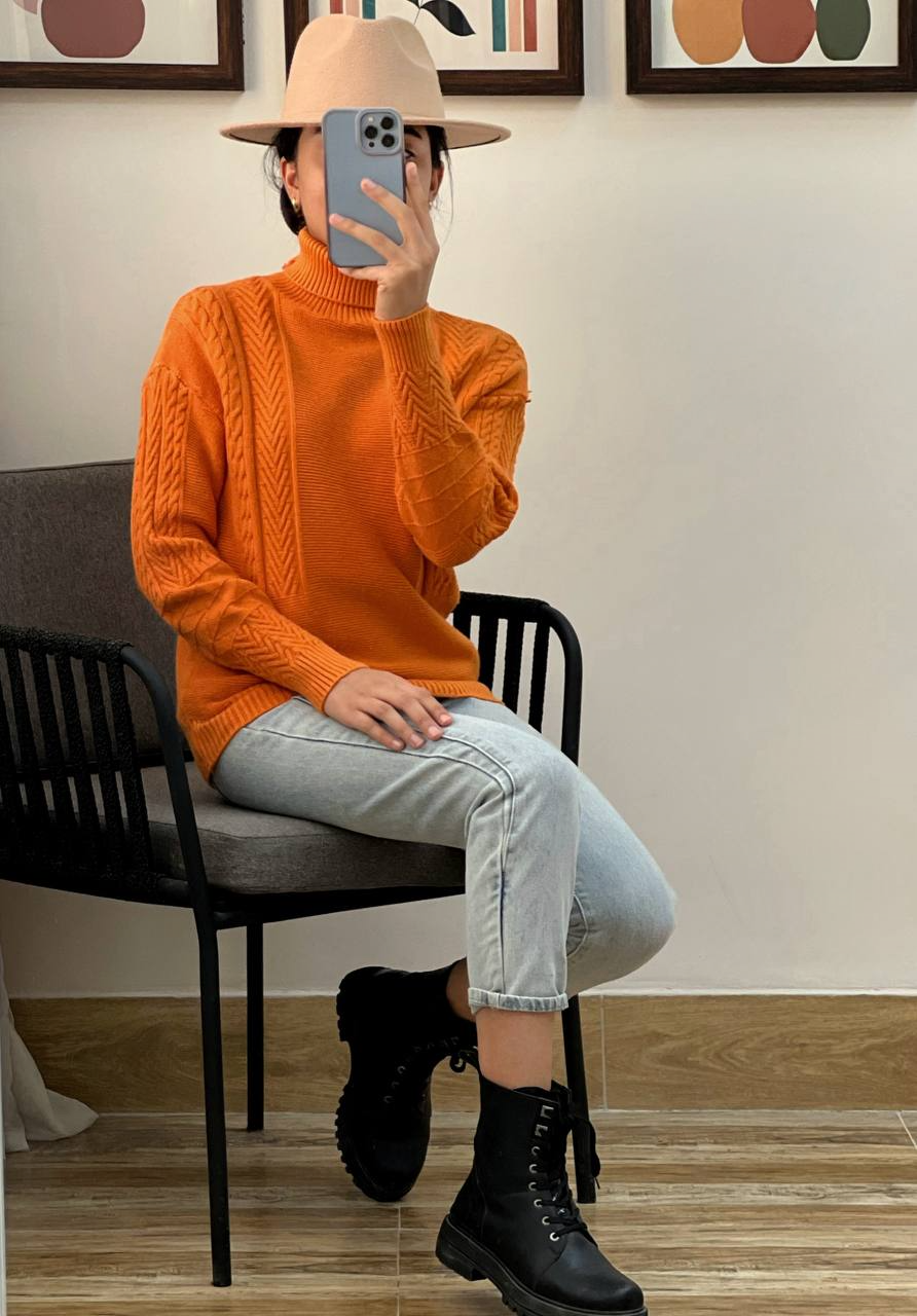 پلیور بافت یقه اسکی سه رنگ کد 2991