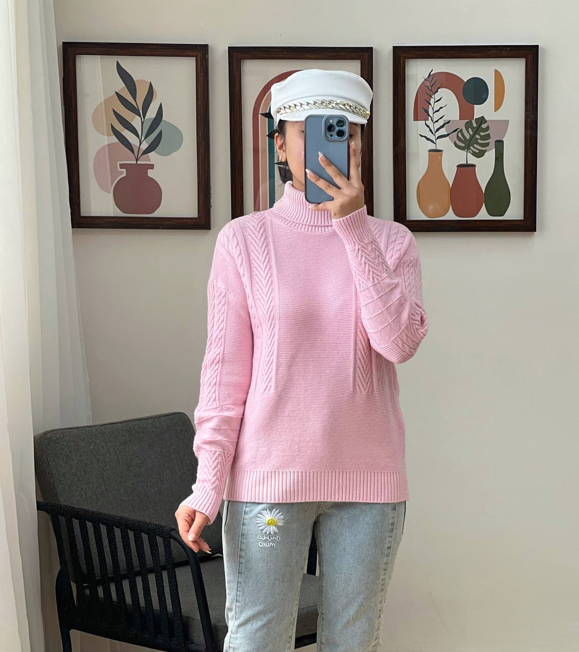 پلیور بافت یقه اسکی سه رنگ کد 2991