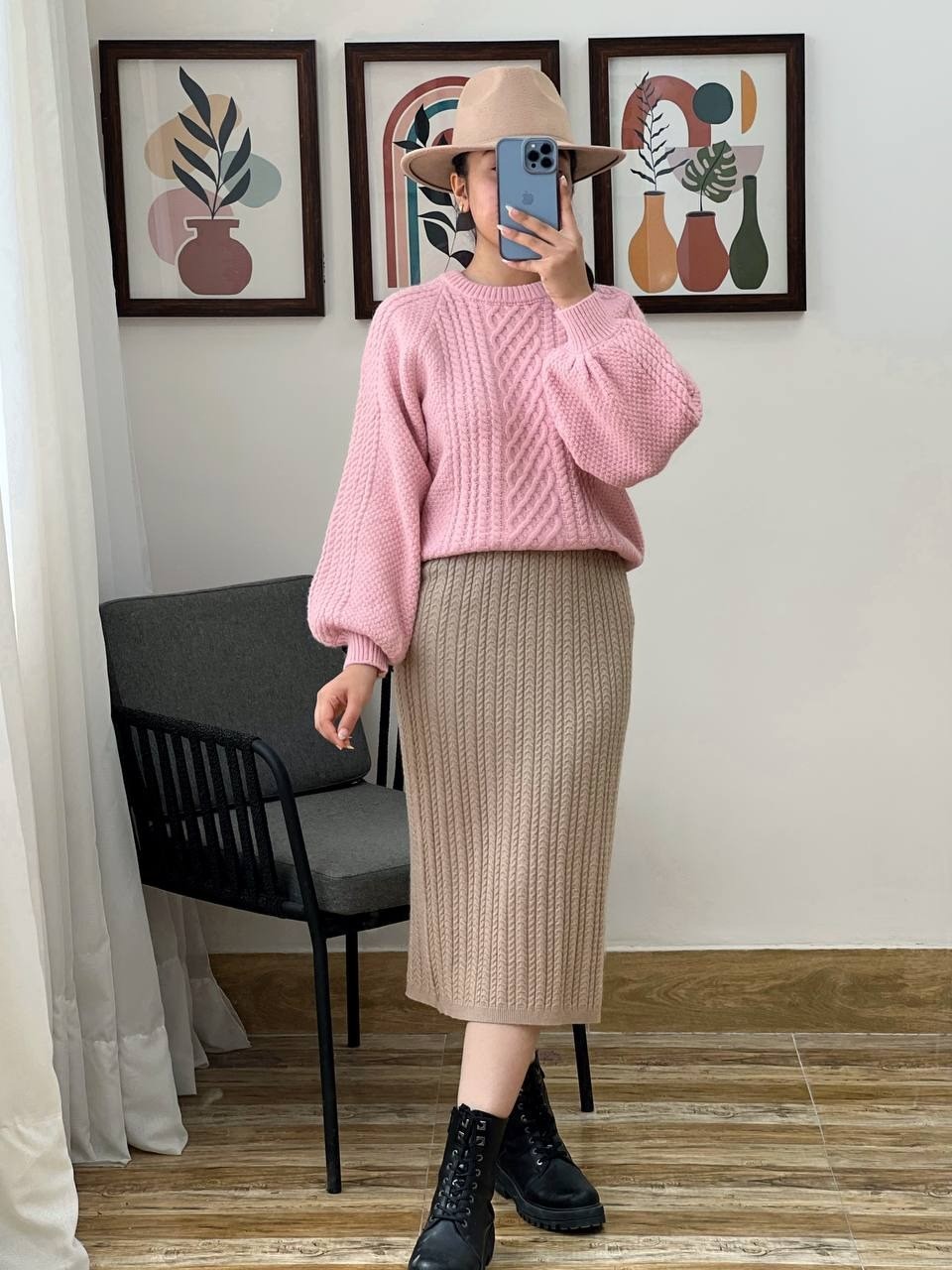 پلیور بافت آستین پف زنجیری کد 2994